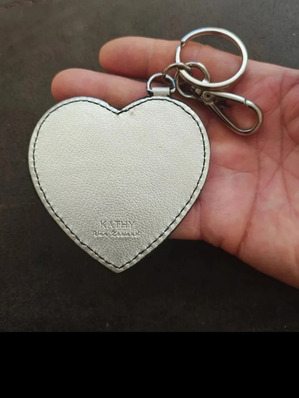 Early 2000s Kathy Van Zeeland Studded Leather Heart Purse Charm Keychain.